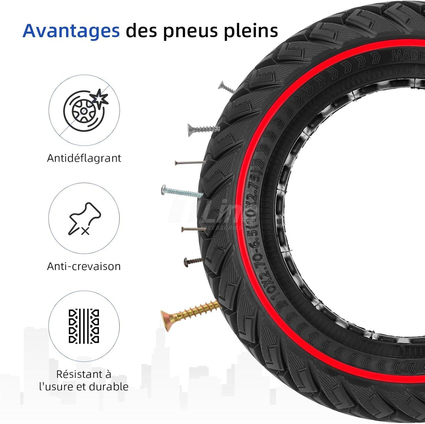 pneu solide 10 pouces 10 x 2,7-6,5 Kugoo M4 Pro Dualtron